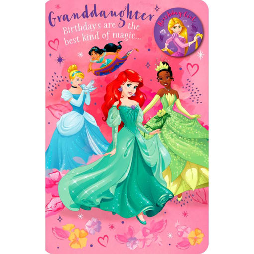 Picture of GRANDDAUGHTER PRINCESSES BIRTHDAY CARD WITH BADGE